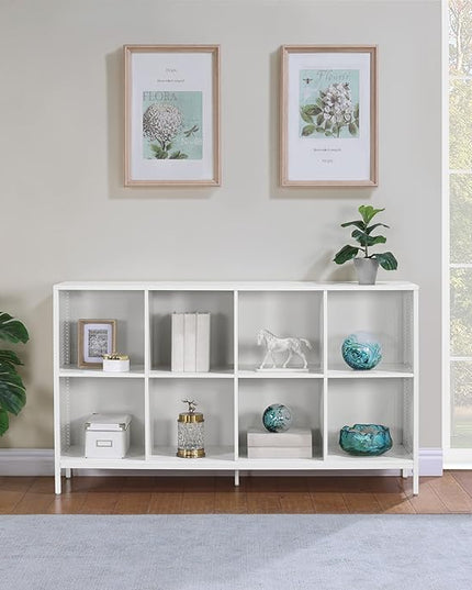 OSP Home Furnishings Ace Contemporary Modern Storage Cube Bookcase, 8 Cubes, White Finish - LeafyLoom