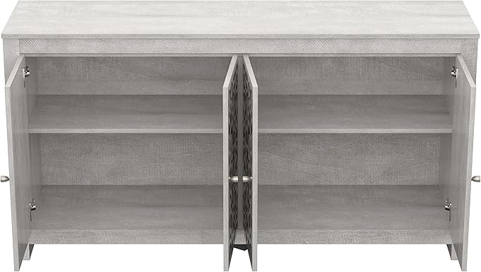 Galano Culbreath 4 Door Sideboard Buffet Cabinet with Storage and Adjustable Shelves, Storage Cabinet for Kitchen, Dining Room, Living Room, 15.67" D x 57.64" W x 30" H, Dusty Grey Oak - LeafyLoom