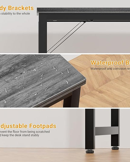 Computer Desk with Power Outlets and USB Charging Ports, 48 Inch Modern Home Office Desks, Sturdy Student Writing Table, Simple Laptop PC Gaming Desk for Bedroom Workstation, Black Oak - LeafyLoom
