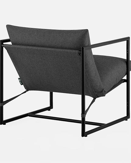 ZINUS Aidan Sling Accent Chair / Metal Framed Armchair with Shredded Foam Cushioning, Dark Grey - LeafyLoom
