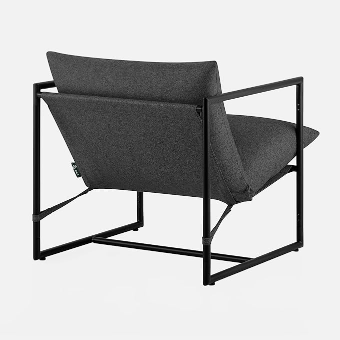 ZINUS Aidan Sling Accent Chair / Metal Framed Armchair with Shredded Foam Cushioning, Dark Grey - LeafyLoom