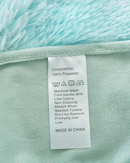 WINLIFE Shaggy Bedding Comforter Set Faux Fur Flannel Furry Comforter Microfiber Long Hair Fluffy Plush Comforter Sets Gradient Ombre Blue Aqua Teal Bedding for Girls Adults (3Pcs, Queen, Mint Green) - LeafyLoom