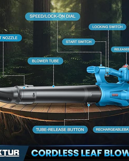 Cordless Leaf Blower with Battery and Charger,22V Lightweight and Efficient Battery Powered Blower,350CFM,120MPH Portable and Compact Yard Blower,Rechargeable Motor Versatile Electric Blower - LeafyLoom