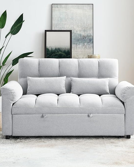Large 2 Seater Sofa&Couch Loveseat W/Pull Out Sleeper Couch Bed and Pillows,3 in 1 Reclining Backrest Love Seat Convertible Twin XL Size Sleeper&Sofabed for Home Apartment Office Living Room - LeafyLoom