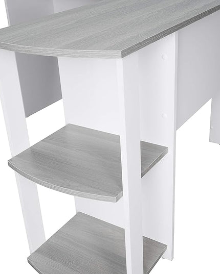 Techni Mobili L Shaped Desk - Modern Computer Desk with Corner Bookshelf & Side Storage Shelves for Home Office Accessories - Elegant, Space-Saving, & Minimalist Executive Table - LeafyLoom