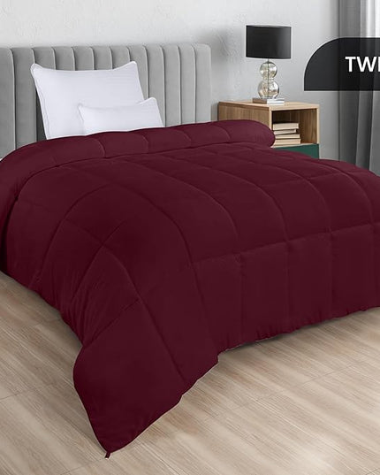 Utopia Bedding All Season 250 GSM Comforter - Plush Siliconized Fiberfill - Box Stitched (Twin/Twin XL, Burgundy) - LeafyLoom