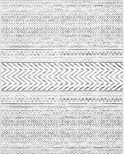 nuLOOM Kira Machine Washable Tribal Geometric Ultra Thin Runner Rug, 2' 6" x 12', Grey - LeafyLoom