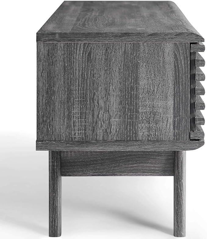 Modway Render Mid-Century Modern Low Profile 59 Inch TV Stand in Charcoal - LeafyLoom