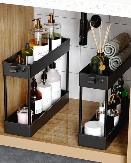 SPACEKEEPER Slim Rolling Storage Cart 4 Tier Organizer Mobile Shelving Unit Utility Cart Tower Rack for Kitchen Bathroom Laundry Narrow Places, Black - LeafyLoom