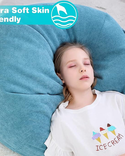 Stuffed Animal Storage Bean Bag Chair Cover (No Filler) for Kids and Adults.Soft Premium Corduroy Stuffable Beanbag for Organizing Children Plush Toys or Memory Foam Small 100L(LightBlue) - LeafyLoom
