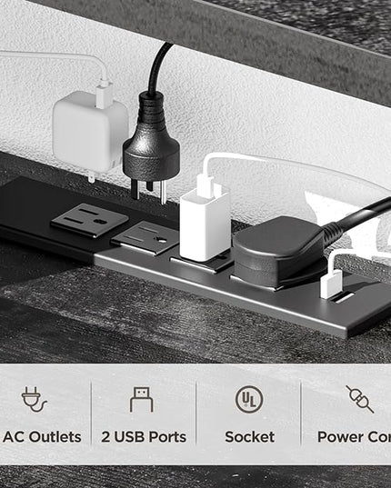 Floating TV Stand Wall Mounted with Power Outlet 70", Floating Entertainment Center, Wood Media Console Shelf for Under TV Storage for Living Room Bedroom Office, Black - LeafyLoom