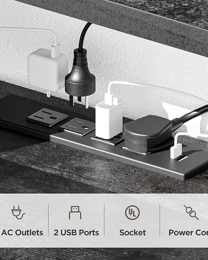 Floating TV Stand Wall Mounted with Power Outlet 59", Floating Entertainment Center, Wood Media Console Shelf for Under TV Storage for Living Room Bedroom Office, Black - LeafyLoom