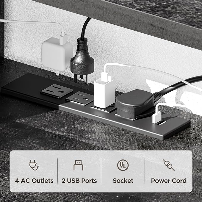 Floating TV Stand Wall Mounted with Power Outlet 59", Floating Entertainment Center, Wood Media Console Shelf for Under TV Storage for Living Room Bedroom Office, Black - LeafyLoom