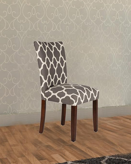 HomePop Parsons Classic Upholstered Accent Dining Chair, Set of 2, Grey and Cream Geometric - LeafyLoom
