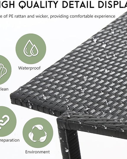 FDW Wicker Patio Furniture Outdoor Bistro Set, Rocking Chair, 3 Piece, Rattan Conversation Set for Backyard Porch Poolside Lawn with Coffee Table,Black - LeafyLoom