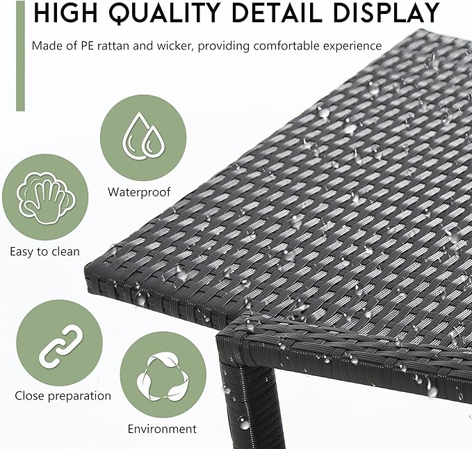 FDW Wicker Patio Furniture Outdoor Bistro Set, Rocking Chair, 3 Piece, Rattan Conversation Set for Backyard Porch Poolside Lawn with Coffee Table,Black - LeafyLoom
