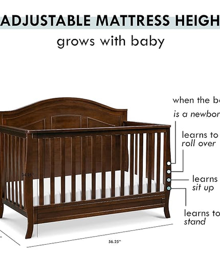 DaVinci Emmett 4-in-1 Convertible Crib in Espresso, Greenguard Gold Certified - LeafyLoom