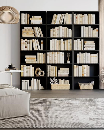FOTOSOK 6-Tier Open Bookcase and Bookshelf, Freestanding Display Storage Shelves Tall Bookcase for Bedroom, Living Room and Office, Black - LeafyLoom