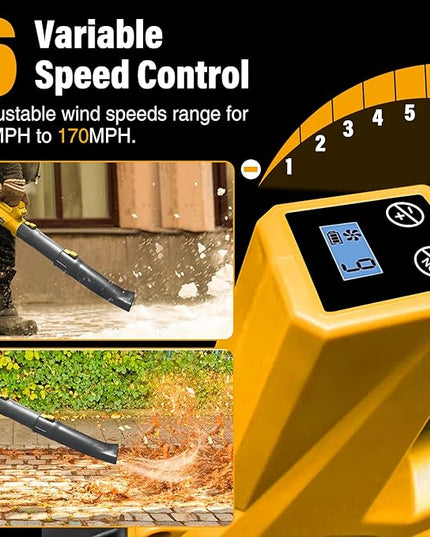 Cordless Leaf Blower - 540CFM Brushless Electric Leaf Blower Cordless with 2 * 6.0Ah Batteries and Charger -6 Speed Mode -20V Battery Powered Leaf Blowers for Lawn Care, Patio, Blowing Leaves - LeafyLoom