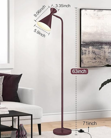 PARTPHONER Floor Lamp for Living Room, Modern Adjustable Metal Heads Standing Lamps, Simple Design Brown Floor Lamp with Foot Switch for Bedroom, Office, Kids Room, Reading, Working(Bulb Not Included) - LeafyLoom