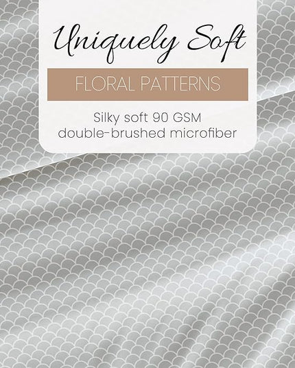 4 Piece Full Bedding Sheet Set (Gray Scallops) - Sleep Better Than Ever with These Ultra-Soft & Cooling Bed Sheets for Your Full Size Bed - Deep Pocket Fits 16" Mattress - LeafyLoom