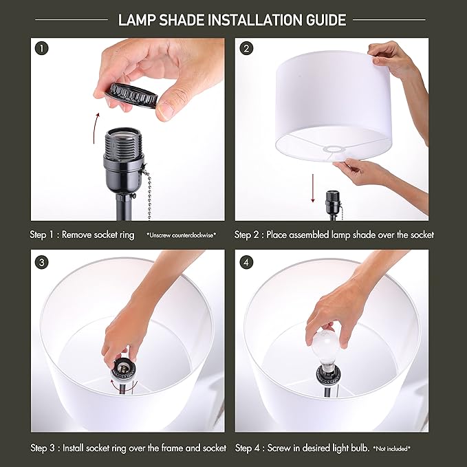 O’Bright Ted - Drum Shade Standing Lamp, Pull Chain Switch, E26 Socket, Modern Minimalist Design, Simple Floor Lamp for Living Room, Bedroom, Office, Black - LeafyLoom
