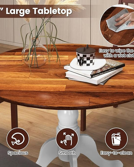 Round Dining Table, Walnut - LeafyLoom