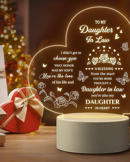 Gifts for Daughter in Law, to My Daughter in Law Night Light, Daughter in Law Gifts, Gifts for Daughter in Law from Mother in Law on Birthday, Wedding Day, Anniversary, Christmas, Mothers Day - LeafyLoom