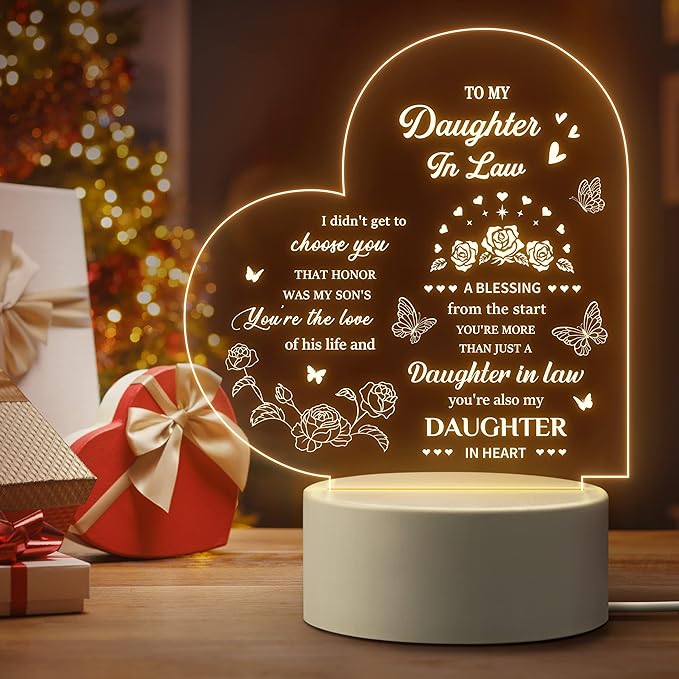 Gifts for Daughter in Law, to My Daughter in Law Night Light, Daughter in Law Gifts, Gifts for Daughter in Law from Mother in Law on Birthday, Wedding Day, Anniversary, Christmas, Mothers Day - LeafyLoom