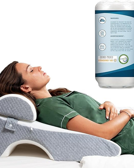 Bed Wedge Pillow 7.5 inch | Memory Foam Wedge Pillow for Sleeping | Triangle Pillow Wedge | Acid Reflux Pillow | Post-Surgery Support Cushion | Back, Head, Knee, Elbow Support | Pregnancy Pillow - LeafyLoom