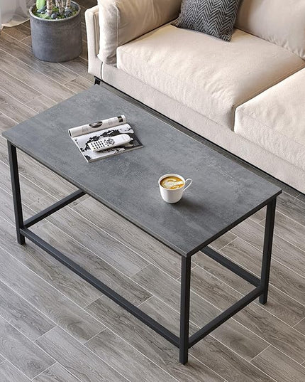SAYGOER Small Rectangular Coffee Table Simple Modern Open Design Minimalist Center Table for Living Room Small Spaces, Easy Assembly, 31.5 x 15.7 x 17.7, Gray Black - LeafyLoom