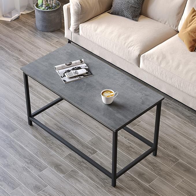SAYGOER Small Rectangular Coffee Table Simple Modern Open Design Minimalist Center Table for Living Room Small Spaces, Easy Assembly, 31.5 x 15.7 x 17.7, Gray Black - LeafyLoom