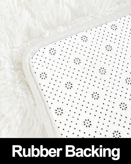 Super Soft Fluffy Shaggy Rugs 5x8 Feet for Living Room Bedroom, Fuzzy Plush Area Rugs for Girls Kids Room Nursery Home Decor, Furry Dorm Rug Cute Non-Slip Indoor Floor Carpet, Cream White - LeafyLoom