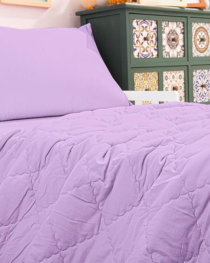 NTBAY Toddler Bedding Set - 4 Piece Soft and Breathable Crib Bedding Set for Boys and Girls, Includes Quilted Comforter, Fitted Sheet, Flat Top Sheet and Envelope Pillowcase, Lavender - LeafyLoom