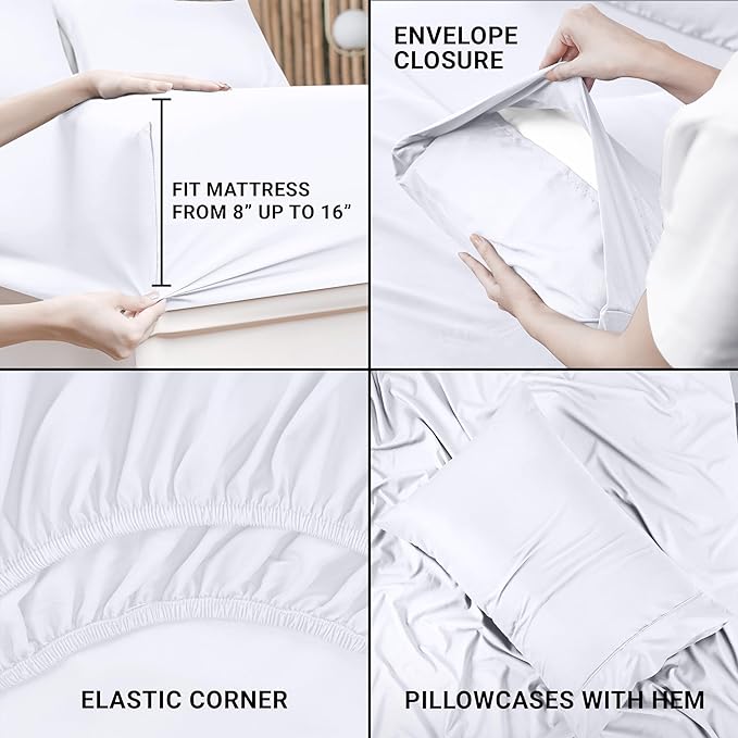 Utopia Bedding Twin Bed Sheets Set - 3 Piece Bedding - Brushed Microfiber - Shrinkage and Fade Resistant - Easy Care (Twin, White) - LeafyLoom