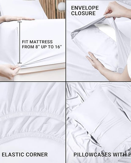 Utopia Bedding Twin XL Sheets - 3 Piece Bedding - Brushed Microfiber - Shrinkage and Fade Resistant - Easy Care (Twin XL Twin Extra Long White) - LeafyLoom