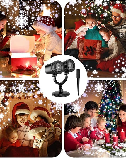 2024 Upgraded Dual-Head Christmas Snowflake Projector Light Outdoor,IP65 Waterproof Christmas LED Projector Light Outside,180° Rotation Projector for Indoor,Patio Wall Window Decorations Satxtrem