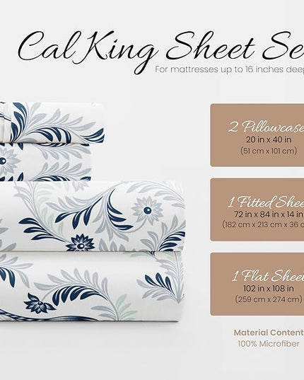 Linen Market 4 Piece California King Bedding Sheet Set (Navy Blue) - Sleep Better Than Ever with These Ultra-Soft Cooling Bed Sheets for Your California King Size Bed - Deep Pocket Fits 16" Mattress - LeafyLoom