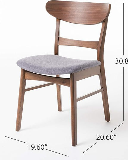 Christopher Knight Home Idalia Dining Chairs, 2-Pcs Set, Dark Grey / Walnut Finish - LeafyLoom