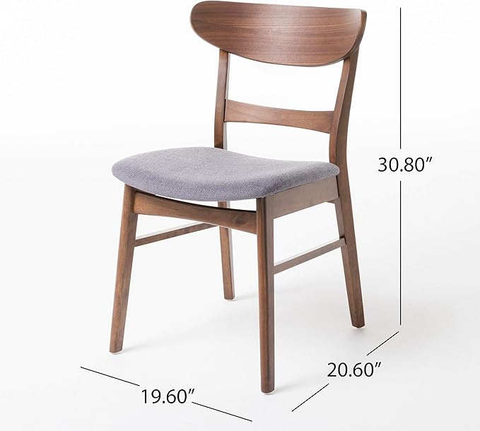 Christopher Knight Home Idalia Dining Chairs, 2-Pcs Set, Dark Grey / Walnut Finish - LeafyLoom