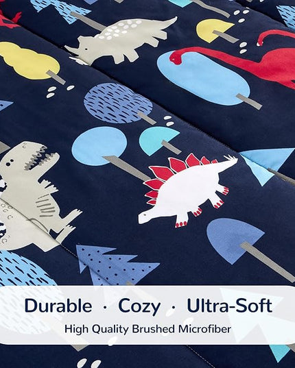 SLEEP ZONE Kids Bedding Full/Queen Comforter Set - Cute Printed for Boys, Girls, Teens, Super Soft, Fade Resistant (Dinosaur Land, Full/Queen) - LeafyLoom