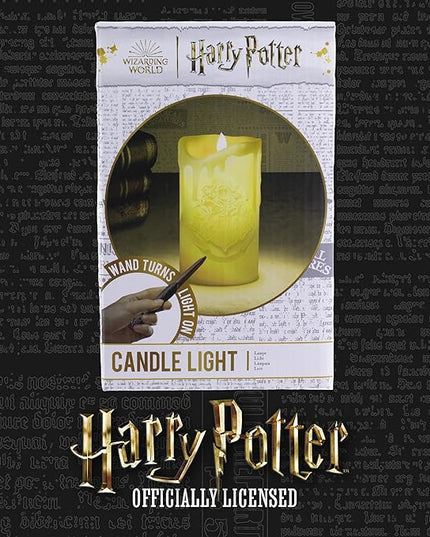 Paladone Hogwarts Crest Candle Light with Magical Wand Remote Control, Harry Potter Room Decor and Desk Accessories - LeafyLoom