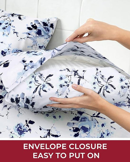 Mellanni Full Sheets Set - 4 PC Iconic Collection Bedding Sheets & Pillowcases - Hotel Luxury, Extra Soft, Cooling Bed Sheets - Deep Pocket up to 16 inch (Full, Madison Blue) - LeafyLoom