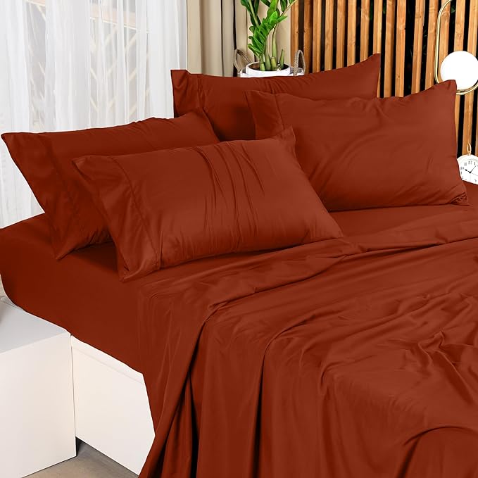Utopia Bedding King Bed Sheets Set - 4 Piece Bedding - Brushed Microfiber - Shrinkage and Fade Resistant - Easy Care (King, Terracotta Orange) - LeafyLoom