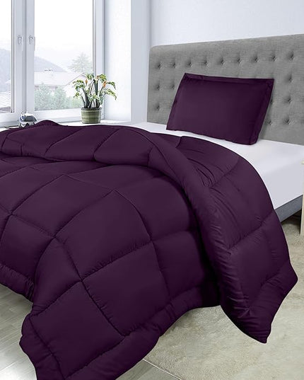 Utopia Bedding Twin Comforter Set Kids with 1 Pillow Sham, Bedding Comforter Sets, Down Alternative Plum/Purple Comforter, Soft and Comfortable, Machine Washable - LeafyLoom