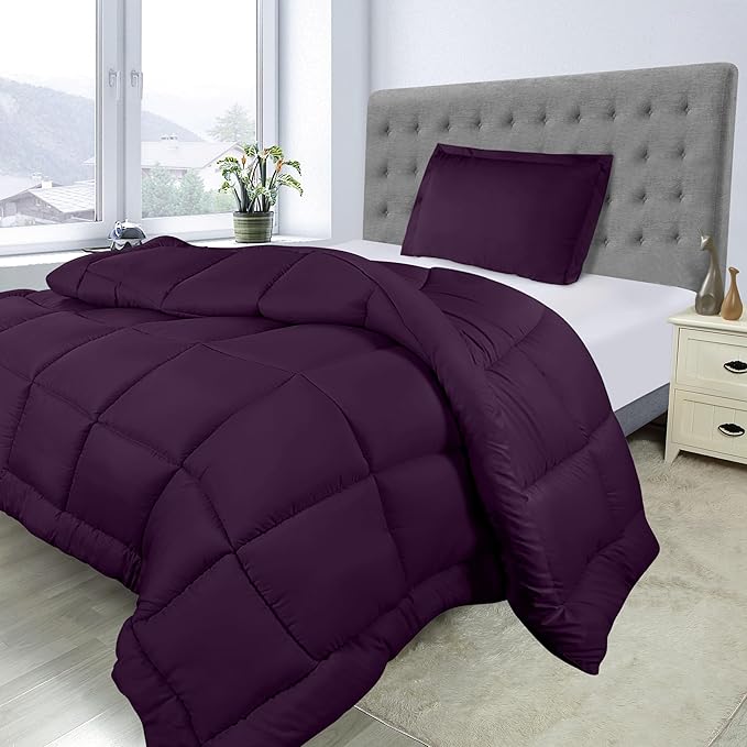 Utopia Bedding Twin Comforter Set Kids with 1 Pillow Sham, Bedding Comforter Sets, Down Alternative Plum/Purple Comforter, Soft and Comfortable, Machine Washable - LeafyLoom