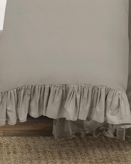 Lush Decor Reyna Ruffle 100% Cotton Duvet Cover Set - 3 Piece Cozy Ruffled Bedding Set - Timeless Elegance and Comfort - Full/ Queen, Gray - LeafyLoom