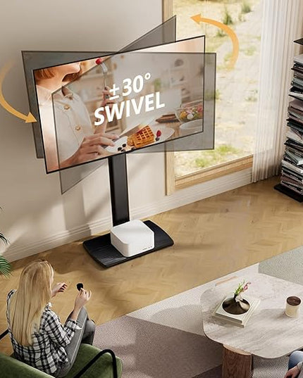 FITUEYES Swivel Floor TV Stand for 32 to 70 Inch TVs Tall Universal TV Stand Mount with Sturdy Wood Base, Space Saving for Corner Bedroom - LeafyLoom