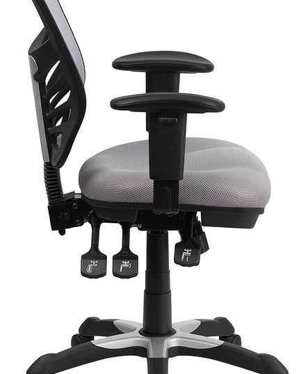 Flash Furniture Nicholas Mid-Back Swivel Office and Gaming Chair, Ergonomic Mesh Office Chair with Adjustable Lumbar Support and Height, Gray - LeafyLoom