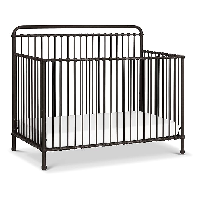 Namesake Winston 4-in-1 Convertible Metal Crib in Vintage Iron, Greenguard Gold Certified - LeafyLoom